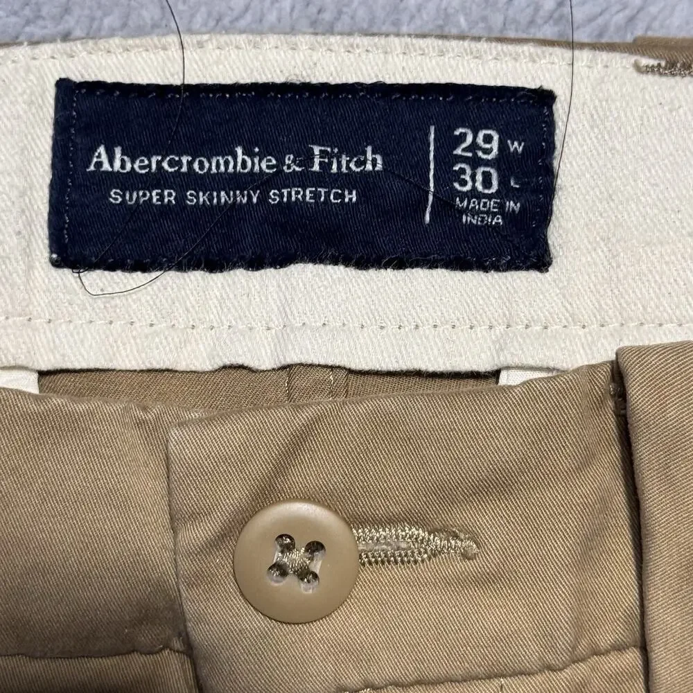 Abercrombie & Fitch Mens Cotton Stretch Slim Fit Chino Pants 29 x 30 Preppy
